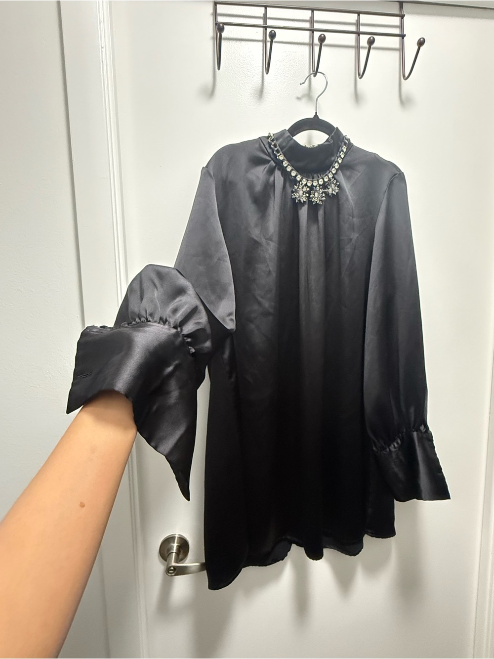 Black Satin Mini Dress and Coast London Statement Necklace Bundle